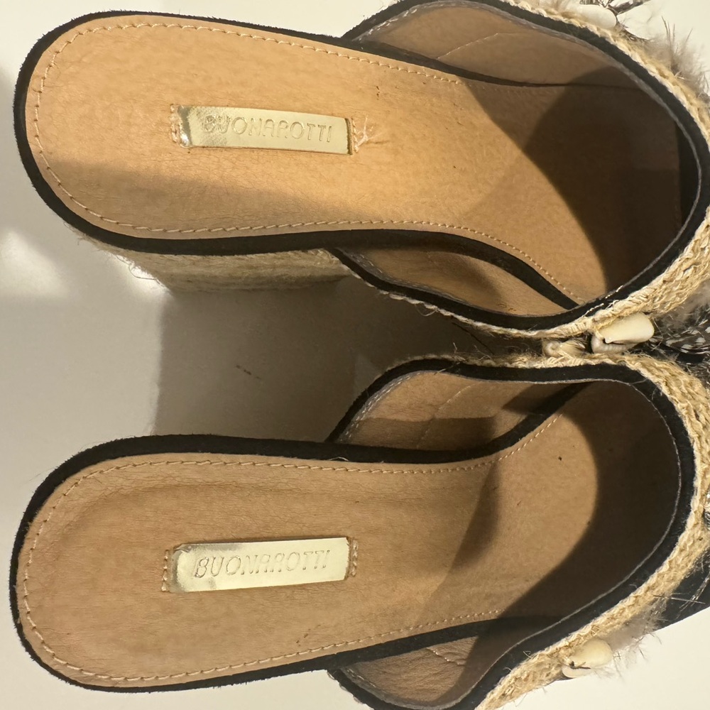 2/$20 Buonarotti Espadrille Mules with feathers, beads, and shells. - Picture 10 of 11